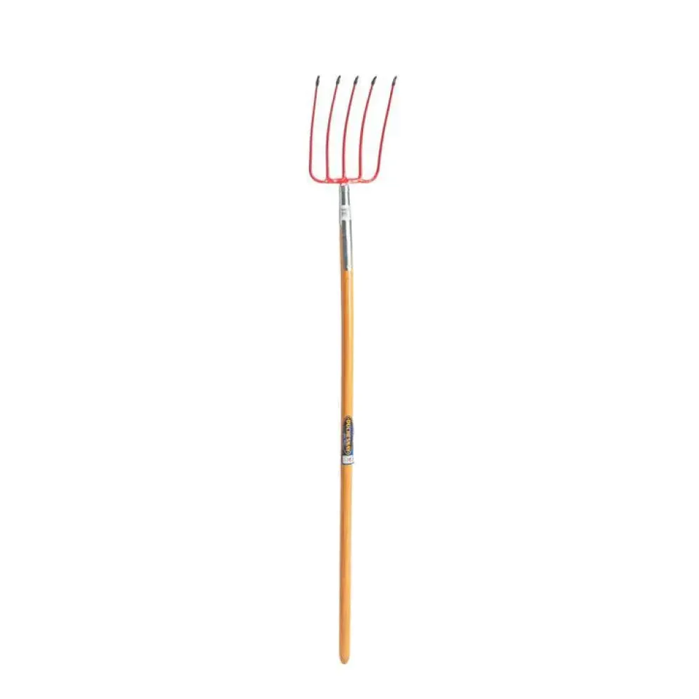 Fourche à compost rouge en acier et bois 163 cm