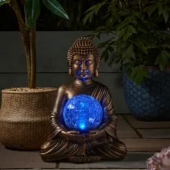 Globe solaire Buddha coloris transparent effet blanc froid Smartgarden - 36,5 x 26 x 22 cm