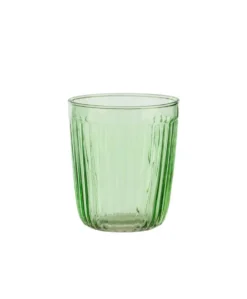 Gobelet décor côtelé coloris vert en verre - 9 x 8 cm
