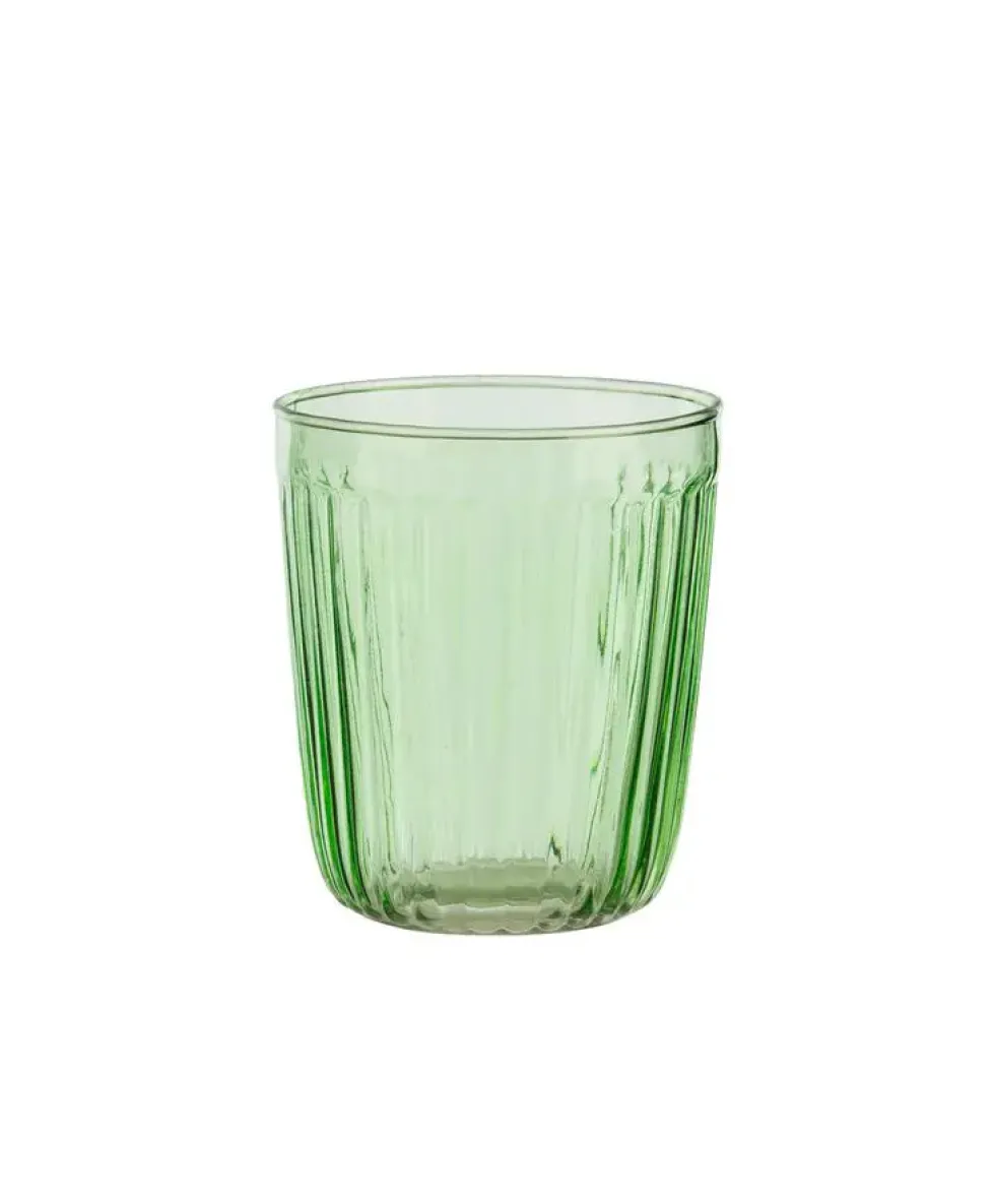 Gobelet décor côtelé coloris vert en verre - 9 x 8 cm