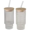 Gobelet nomade en verre transparent avec couvercle et paille Balona - Ø 7,4 x H 18,8 cm