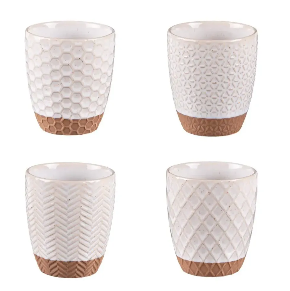Gobelets en grès beige Ø 7 cm Coffret Jaspe x 4 - 20 cl