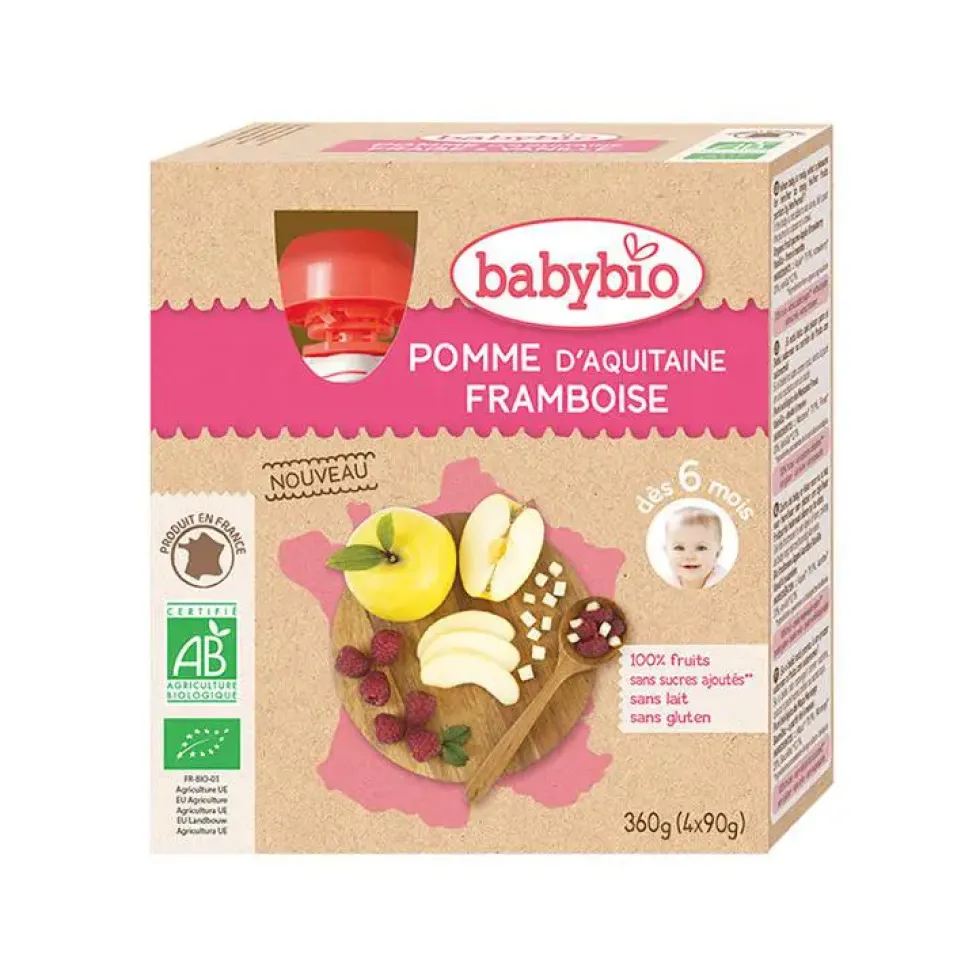 Gourde pomme et framboise Babybio 4 x 90 g
