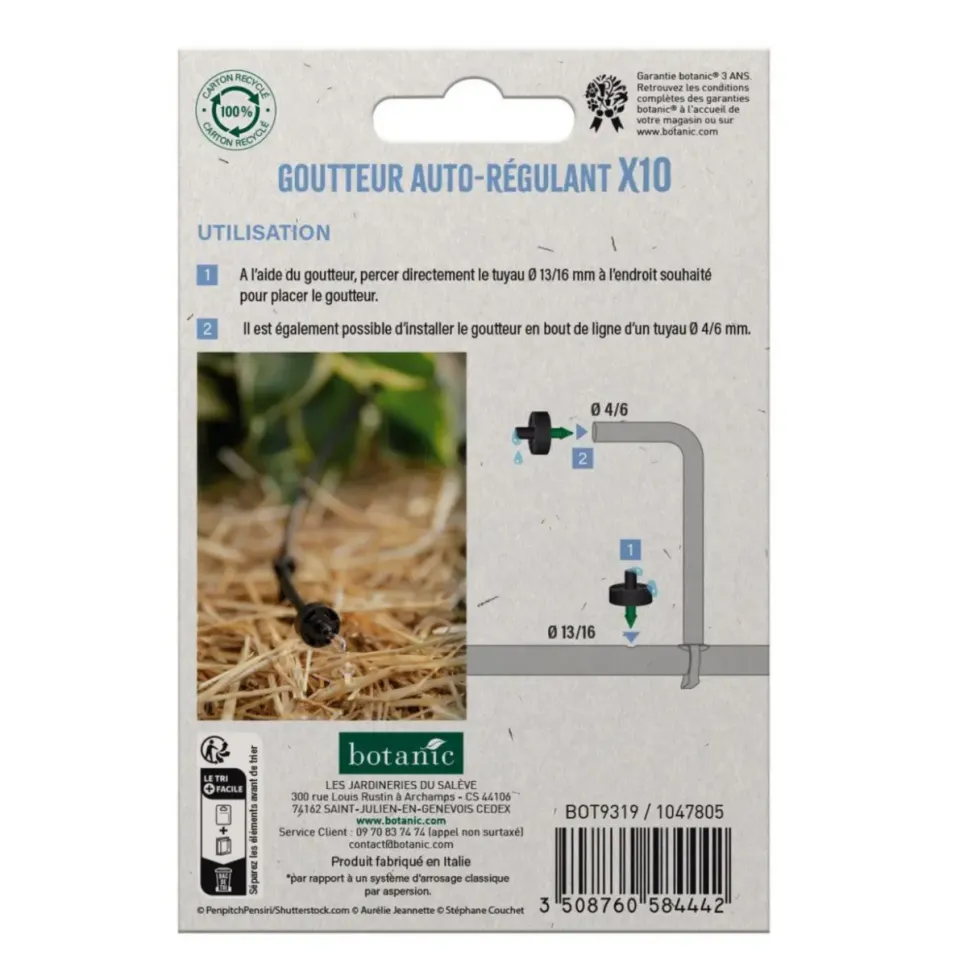 10 goutteurs auto-régulants 8L/h botanic® - Arrosage goutte à goutte