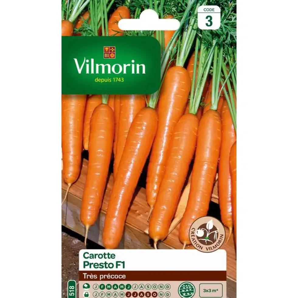 Graines de carotte presto HF1 Vilmorin - graines à semer