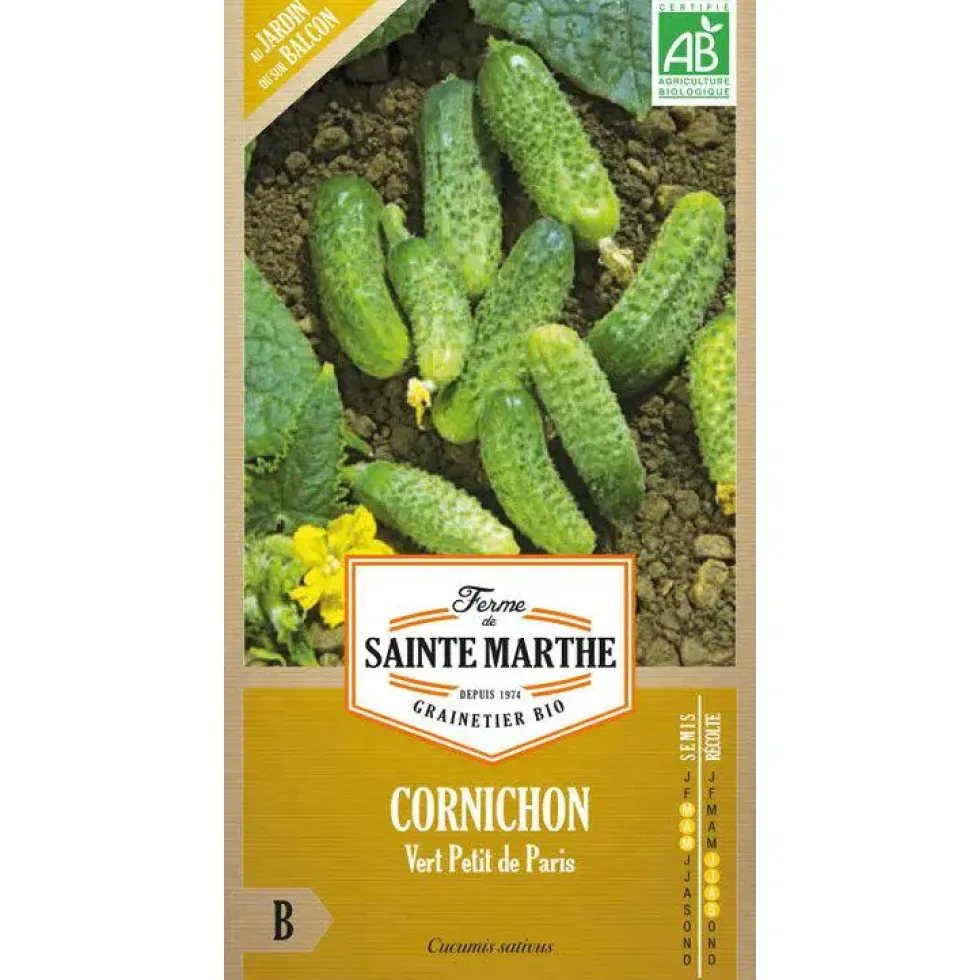 Graines de cornichon vert petit de Paris bio Ferme de Sainte Marthe - graines à semer