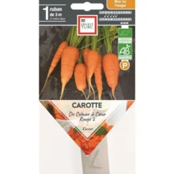 Graines présemées de Carotte de Colmar à cœur rouge 2 bio Ernest turc - 1 ruban de 3 m
