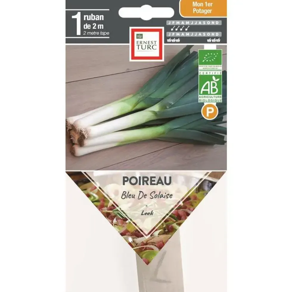 Graines présemées de Poireau bleu de Solaise bio Ernest Turc - 1 ruban de 2 m