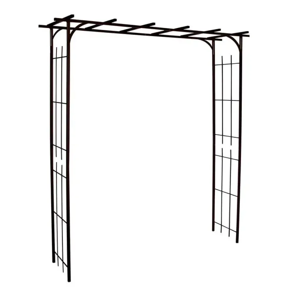 Grande pergola à tubes carrés en fer vieilli