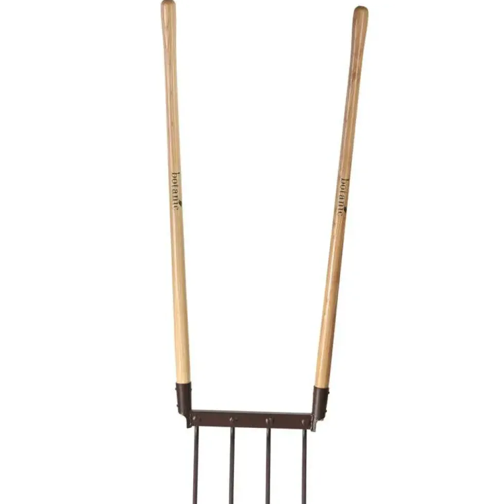 Grelinette à 4 dents métal marron et manche bois botanic® - 130 cm