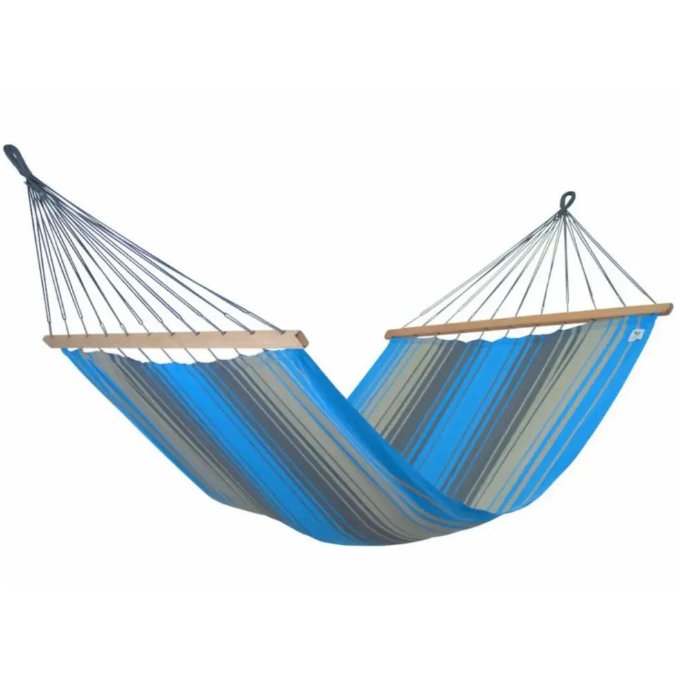Hamac coloris turquoise anthracite certifié FSC® Jobek Hamac Kouple - 350 x 140 cm