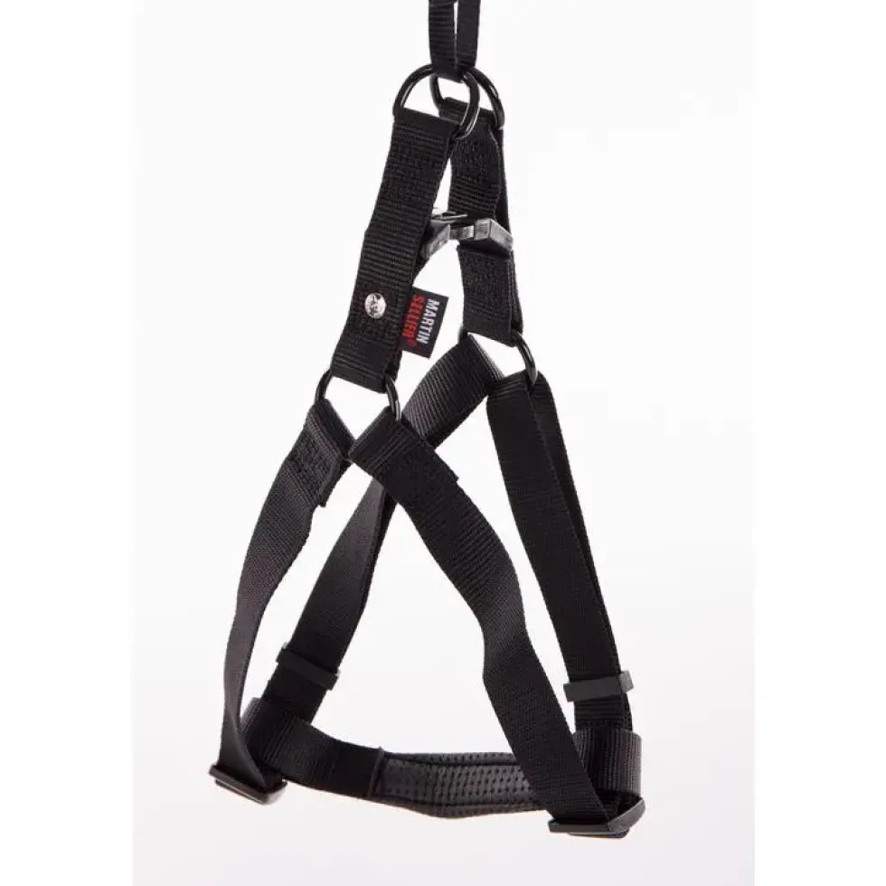 Harnais baudrier réglable noir pour chien - 2x50/70 cm