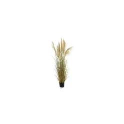 Herbe de la pampa séchée beige et verte artificielle en PVC - 32,5 x 15,5 x 145 cm