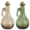 Huilier en verre recyclé coloré avec bouchon liège - Ø 11 x H 20 cm