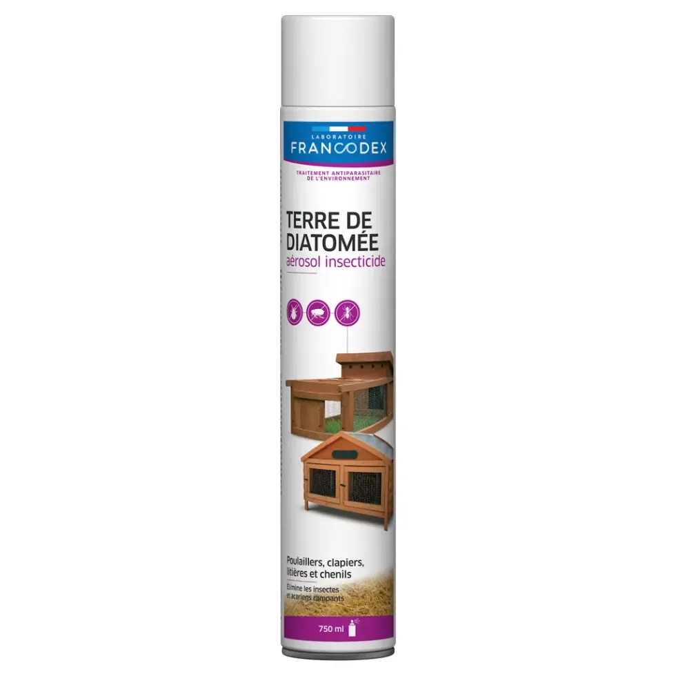Insecticide Terre de Diatomée en aérosol blanc de 750 ml