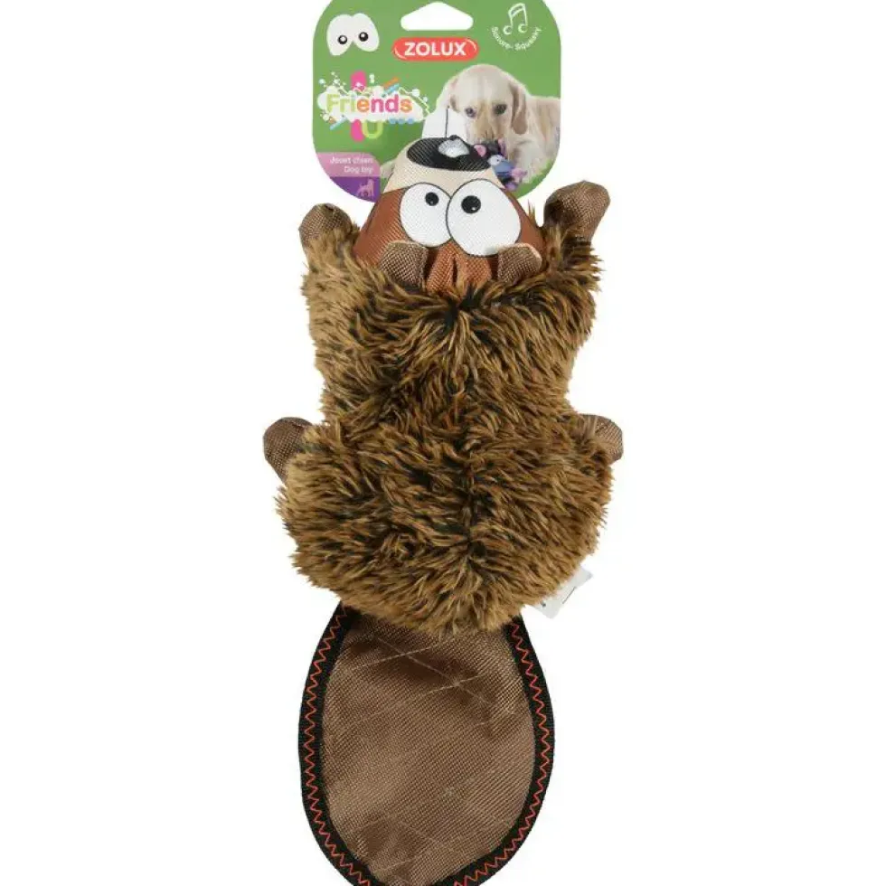 Jouet peluche sonore castor marron 24x16x11 cm
