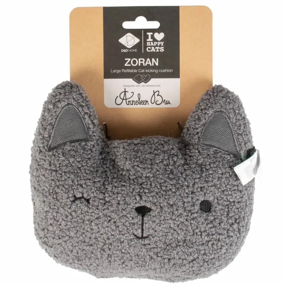 Jouet pour chat coloris gris coussin à remplissage d'herbes Happy Cat D&D Home Zoran - 19 x 5 x 16 cm