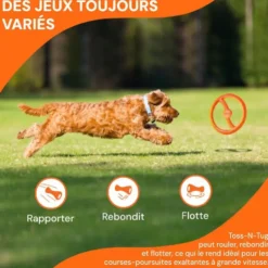 Jouet pour chien en caoutchouc coloris orange anneau Bionic Toss-N-Tug