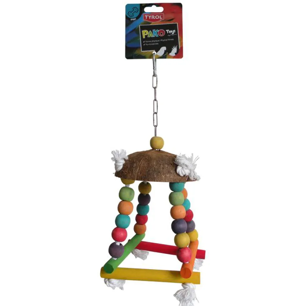 Jouet pour oiseaux en bois Tyrol Coco Boule Pako Sport – 35 cm