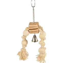 Jouet pour oiseaux pendentif en bois et corde