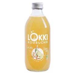 Kombucha curcuma et citron vert en bouteille en verre de 33 cl