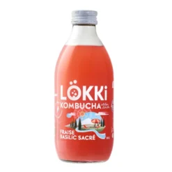 Kombucha fraise basilic sacré en bouteille Lökki - 33 cl