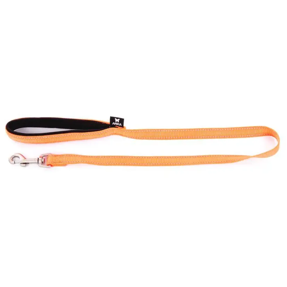 Laisse orange avec poignée en néoprène Martin Sellier Neo+ - 20/100 cm