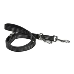 Laisse pour chien coloris noir en nylon tressé Bobby Safe 3 positions – Taille M