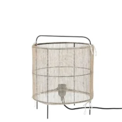 Lampe de table coloris beige en toile piétement métal Paros - Ø 29,5 cm