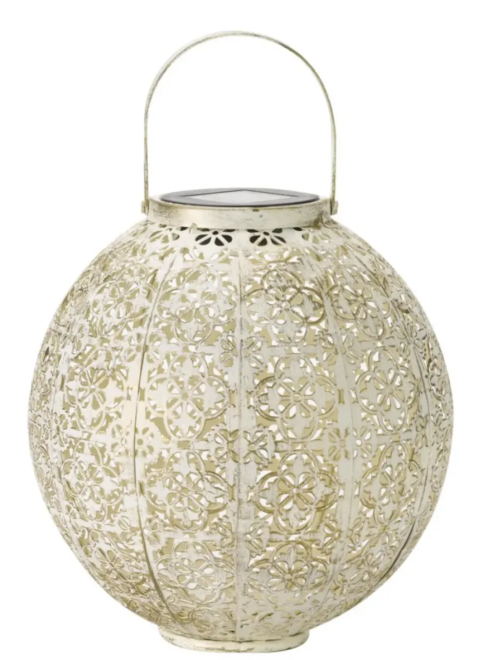 Lanterne Damasquette coloris beige effet blanc froid en métal Smartgarden - 18 x 18 x 18 cm