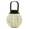 Lanterne ronde en bois coloris blancoir petit modèle - Ø 20 x H 22/34 cm