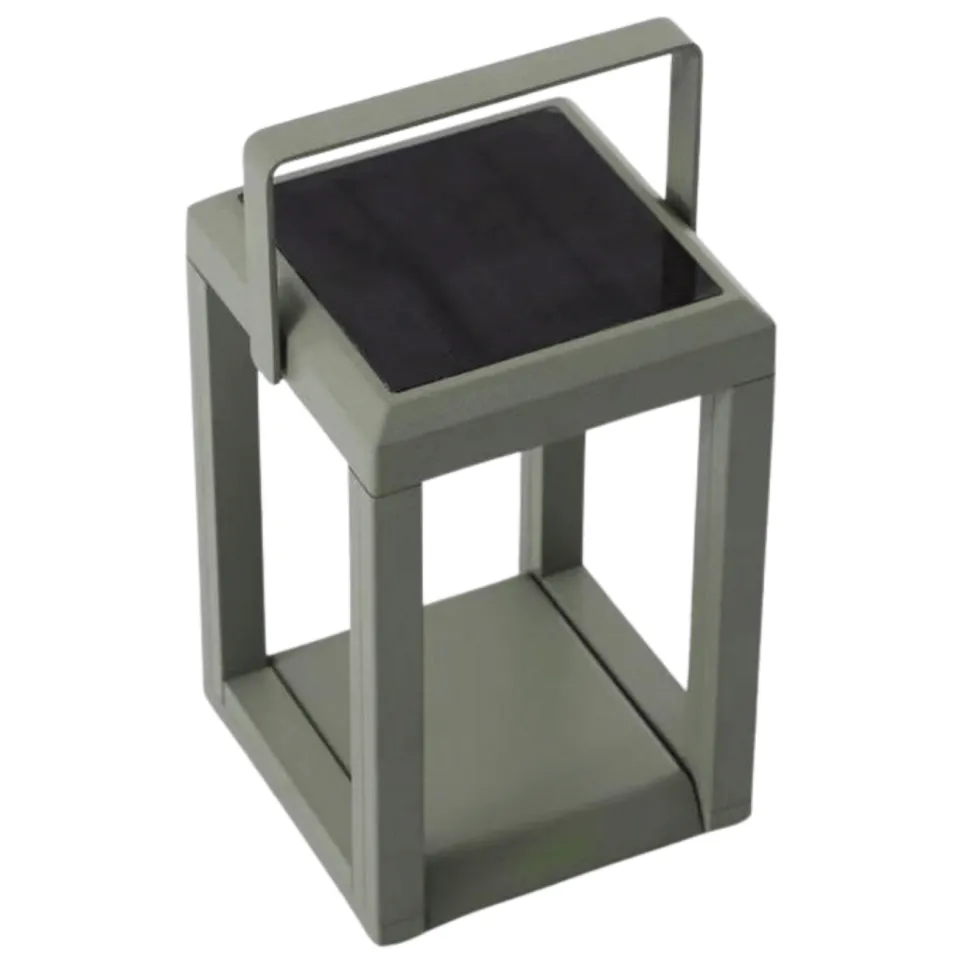 Lanterne solaire en aluminium vert amande Oxalis - 16 x 16 x 25 cm