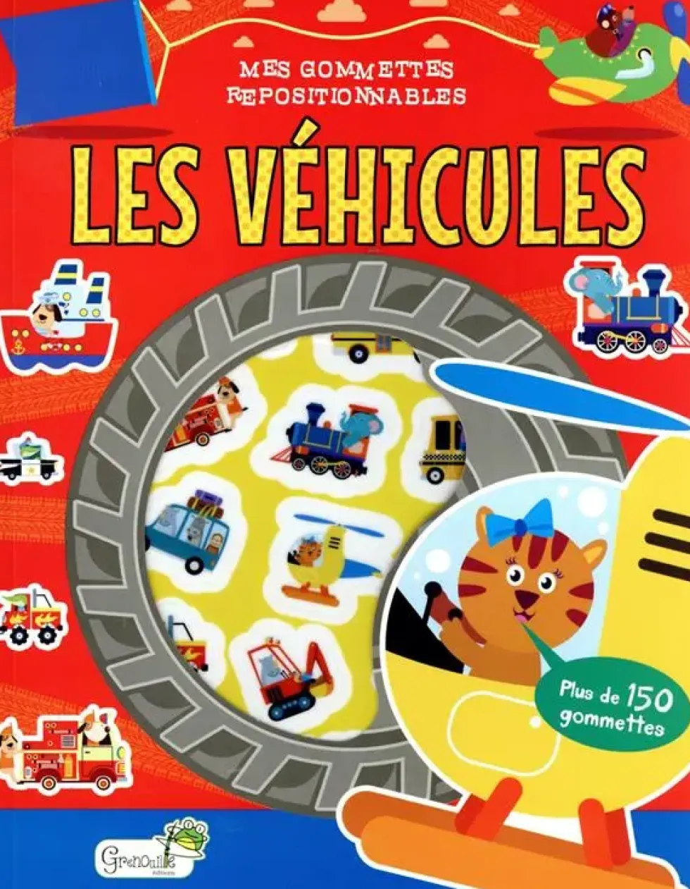 Livre de gommettes repositionnables "Les véhicules" aux Éditions Grenouille