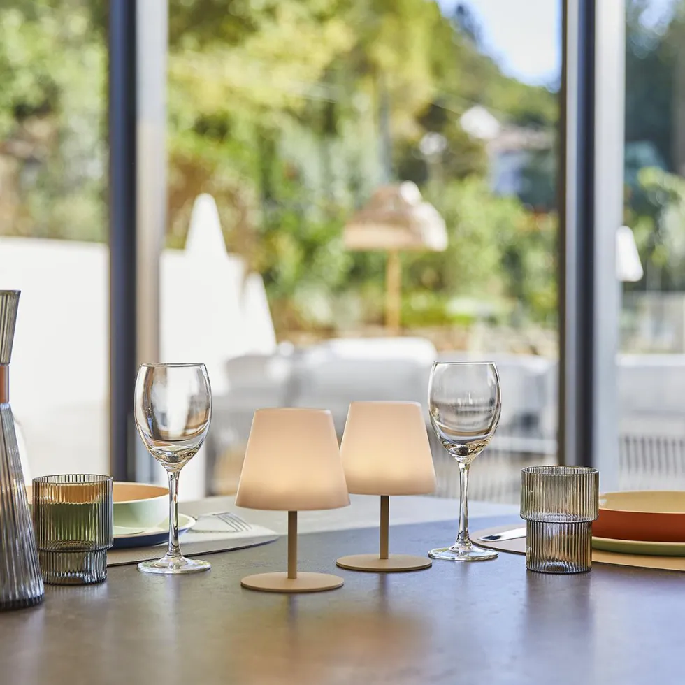 Lot de 2 lampes coloris beige effet blanc chaud en métal Batimex - Ø 10 x 16 cm