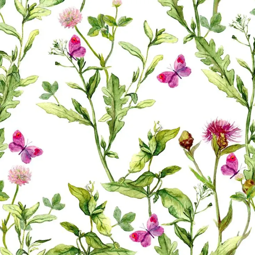 Lot de 20 serviettes 3 plis Pink Spring coloris multicolore - 33 x 33 cm