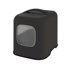 Maison de toilette pour chat coloris noir en plastique recyclé Biala - 44,3 x 39,5 x 52 cm
