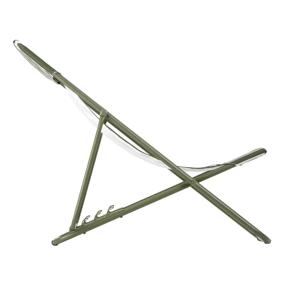 Maxi transat colorblock rayure moss Lafuma coloris vert en polyester - 62 x 83 x 91 cm