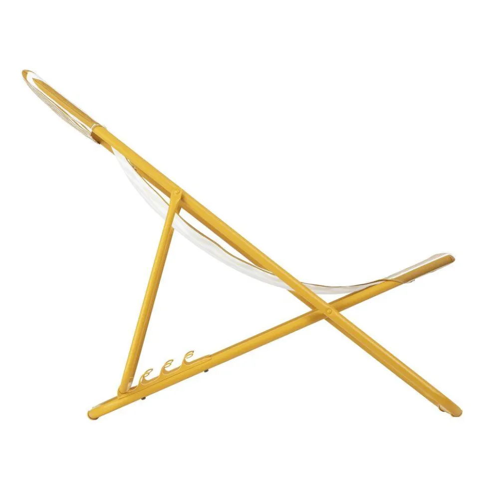 Maxi transat colorblock rayure miel Lafuma coloris jaune en polyester - 62 x 83 x 91 cm