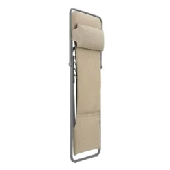 Maxi transat en tube titane et toile moka Lafuma BeComfort - 62 x 83 x 94 cm