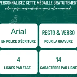Médaille basic grand os pour chien en aluminium rouge