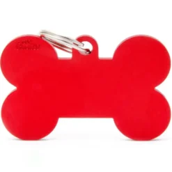 Médaille basic os XL pour chien en aluminium rouge