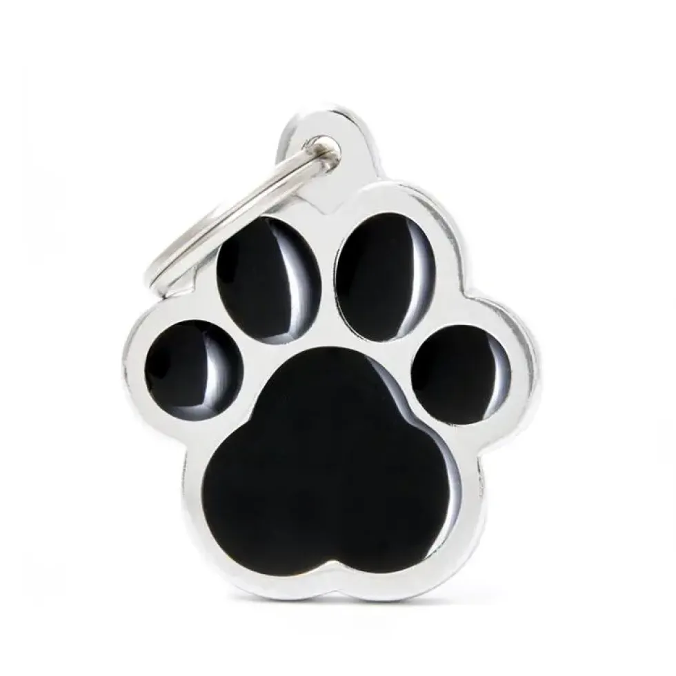 Médaille classic grande patte noire pour chien en acier