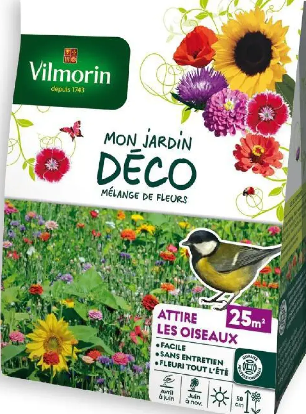 Mélange de fleurs Attire les oiseaux - graines à semer pour 25 m² de surface