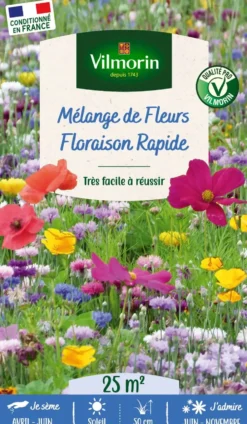 Mélange de fleurs 25 m² floraison rapide coloris multicolore Vilmorin jardin - 10 x 2,7 x 17,2 cm