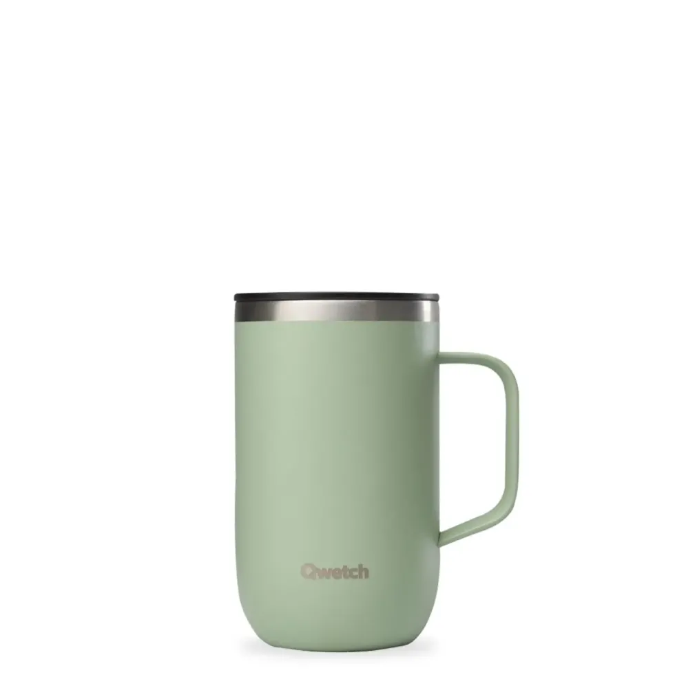 Mug isotherme en inox recyclé Qwetch Matt vert tilleul - 470 ml