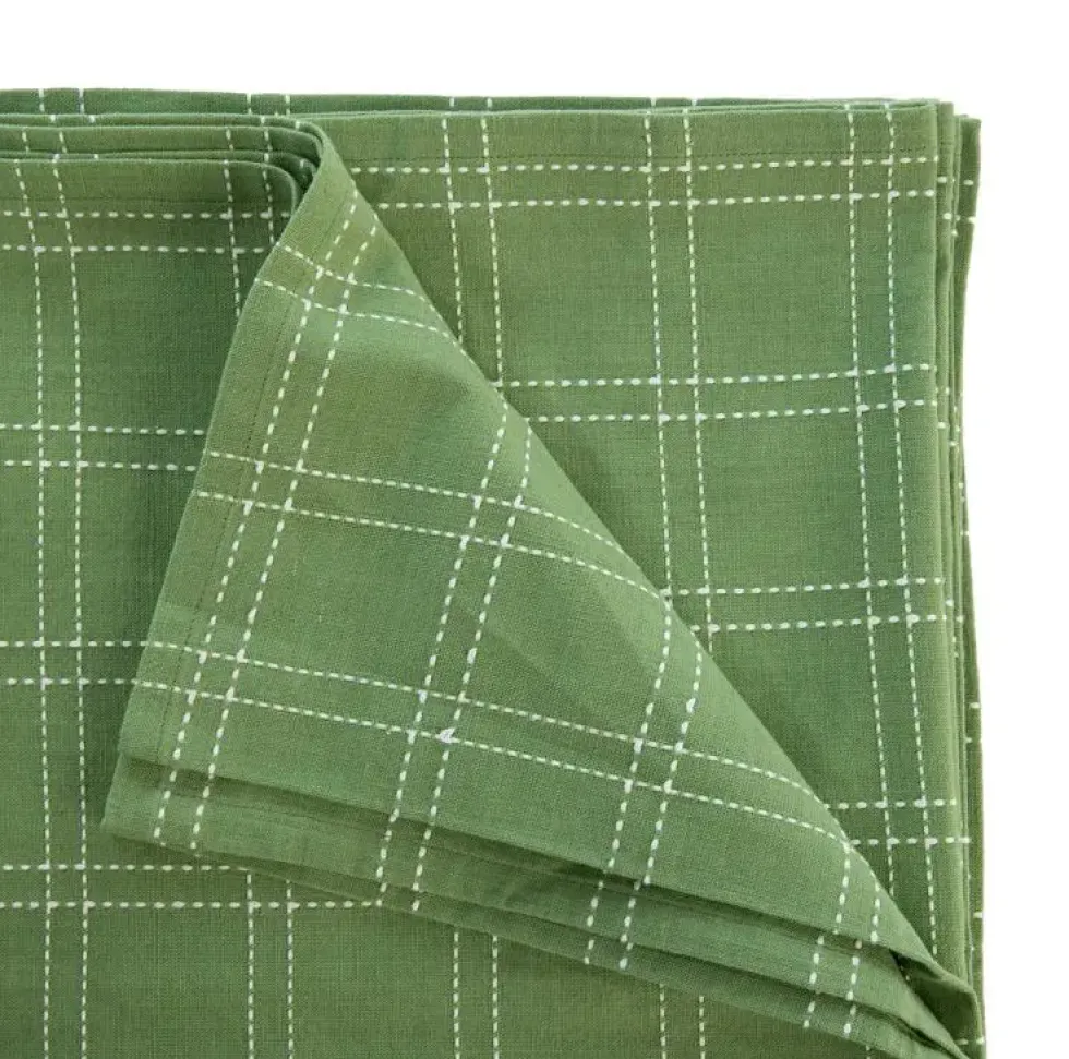 Nappe décorative à carreaux coloris vert et blanc en coton - 150 x 250 cm