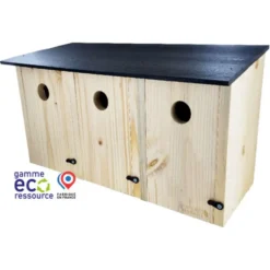 Nichoir communautaire pour mésanges et moineaux coloris beige en bois fabrication française - Ø 28 mm