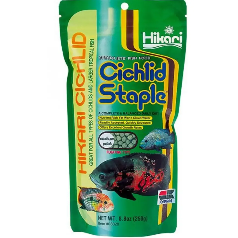 Nourriture pour poissons d'aquarium, spécialement pour cichlidés, HIKARI AQUARIUM - modèle Cichlid Staple Medium - 250g