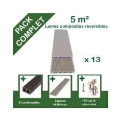 Pack complet de lattes en composite beige pour terrasse Green Outside - 5 m²