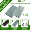 Pack complet terrasse composite gris 10 m2